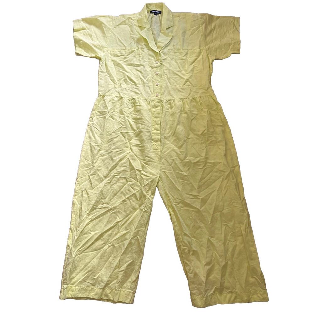 Ilana Kohn Jumpsuit XXS Tennis Ball Yellow Linen Cotton Wide Leg Made USA - Picture 3 of 11